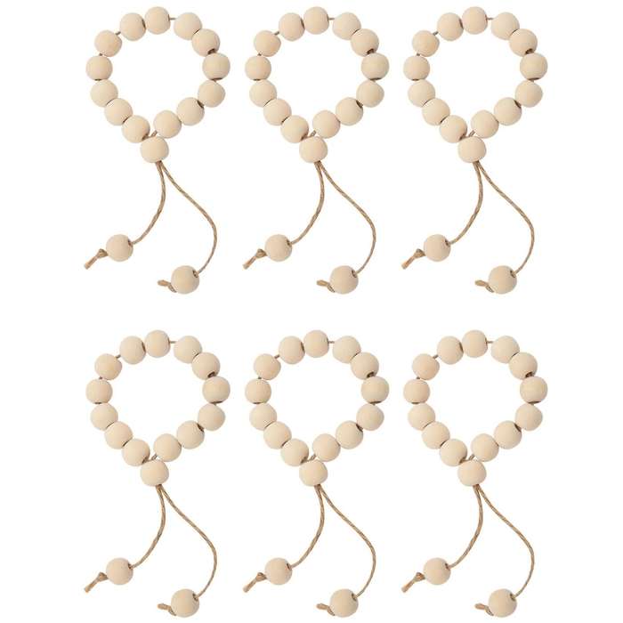 Napkin Rings-Wood Bead Napkin Rings - Natural Rustic Wooden Napkin Holders-Handmade Wooden Beads Na