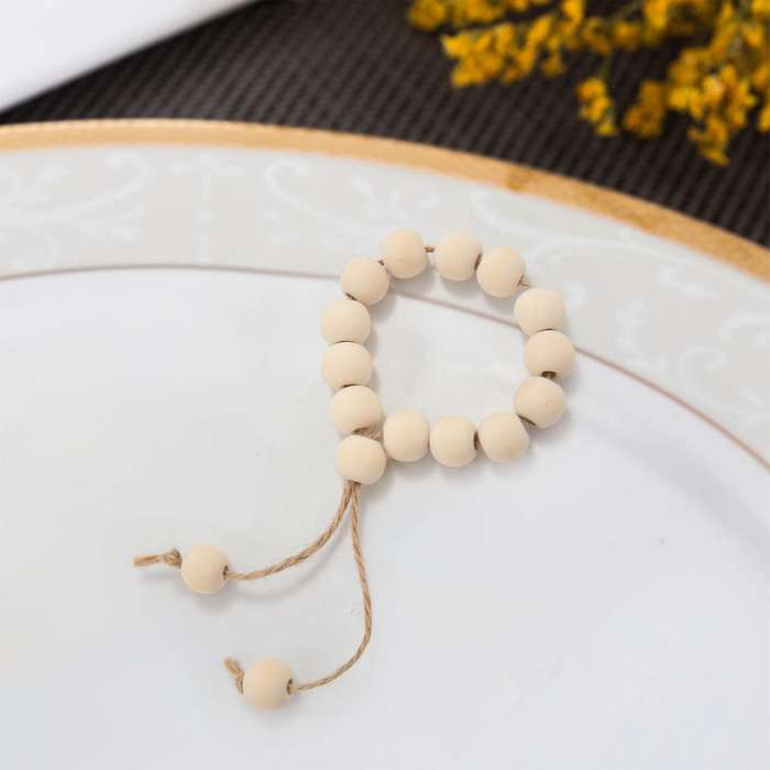 Napkin Rings-Wood Bead Napkin Rings - Natural Rustic Wooden Napkin Holders-Handmade Wooden Beads Na