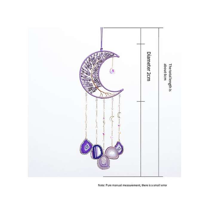 Natural Gemstone Wall Ornaments with Healing Crystal Stone Gemstone Dream Catcher Bedroom Garden Hom