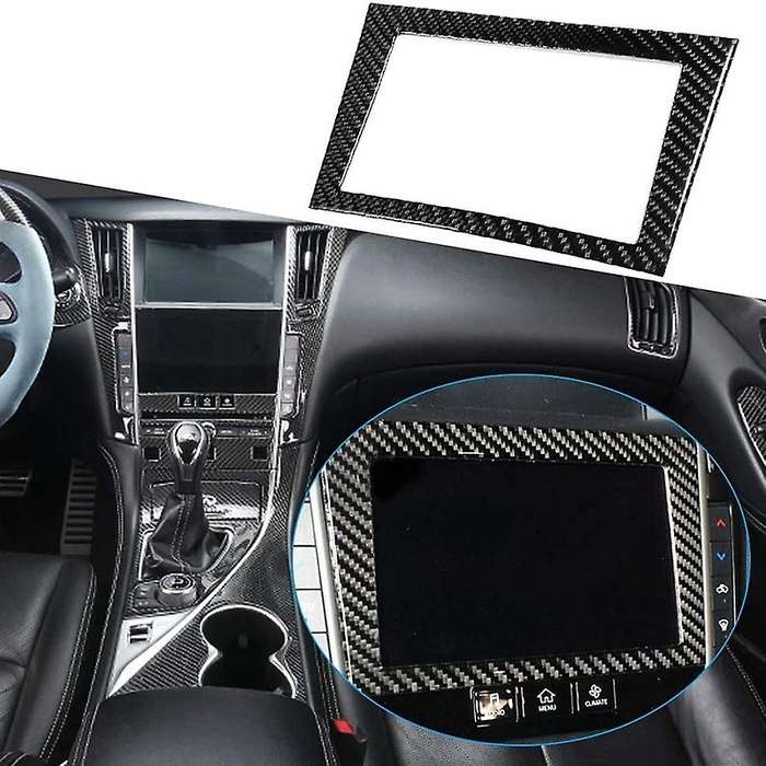 Navigation Frame Trim,Carbon Fiber Car Navigation Screen Frame Trim Fit for Q50/Q60 2013-2019