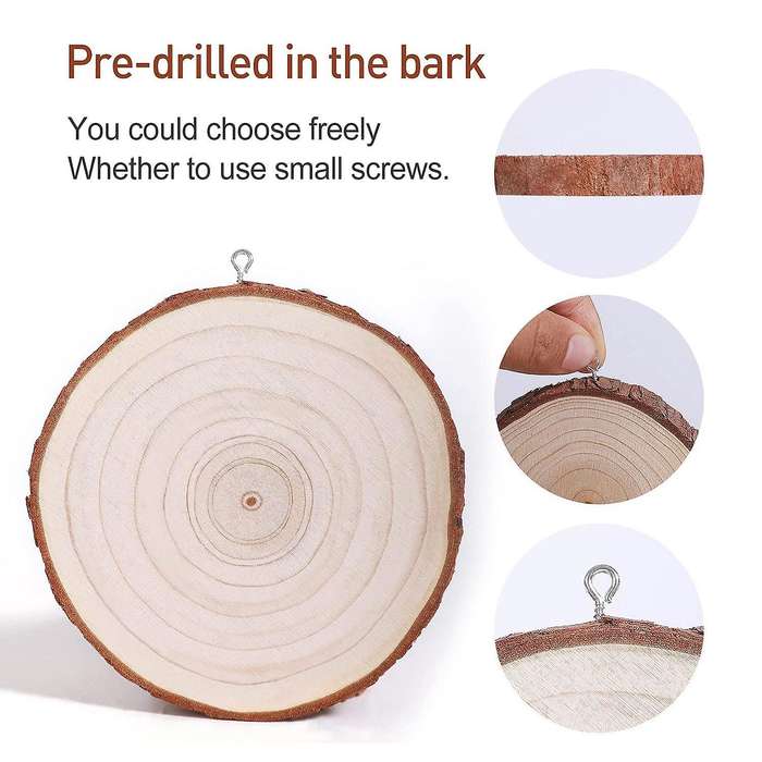 Natural Wood Slices 30Pcs 2.0-2.4Inch Unfinished Wood Kit,Wooden Circles for Christmas Ornaments Wed