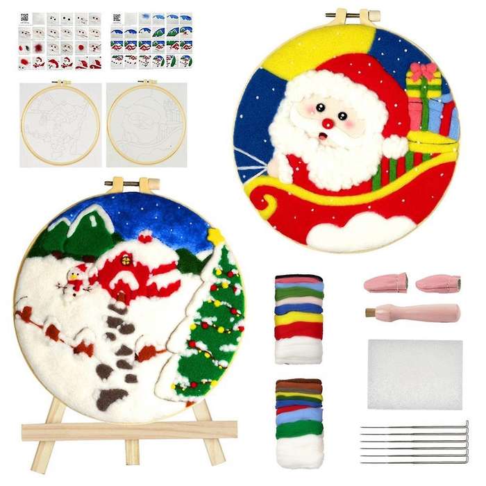 Needle Felting Kit Felt Supplies for Beginners with Wool, Felting Needles, Finger , Foam Table
