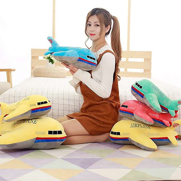 New 40cm Size Simulation Airplane Plush Toys Kids Sleeping Back Cushion Soft Pillow Dolls Blue