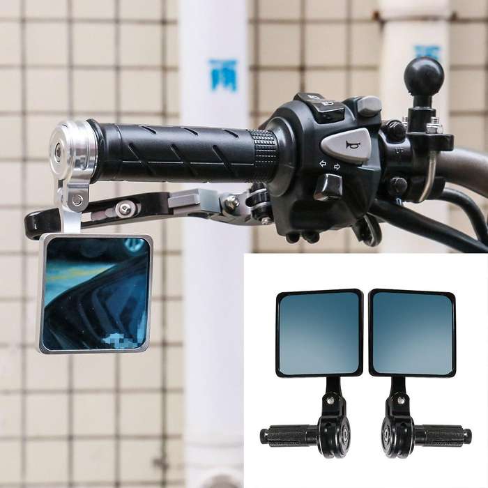 New 7/8 22mm Universal 1 Pair CNC Motorcycle Handlebar Reflector Rear View Mirror Bar End Rearview R