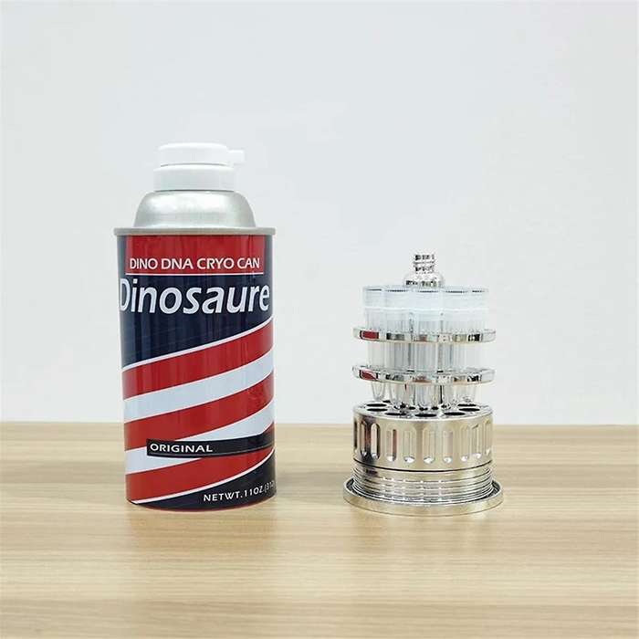 New Barbasol Dennis Nedry Movie Dinosaur Tube Jar Canister Decoration Prop Desktop Ornament-A