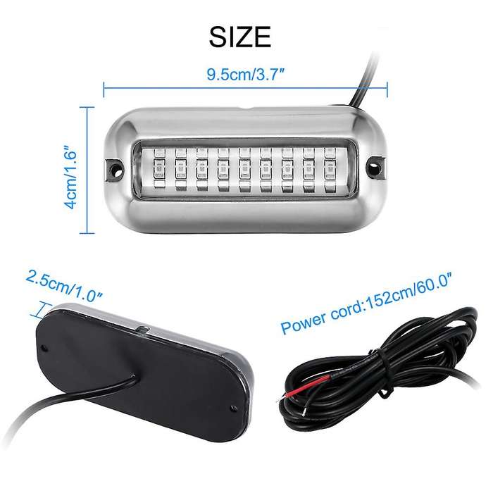 New Blue 27 LED Underwater Boat Marine Transom Lights Stainless Steel Pontoon 12V