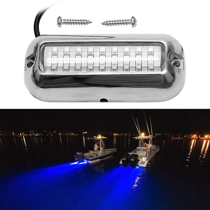 New Blue 27 LED Underwater Boat Marine Transom Lights Stainless Steel Pontoon 12V