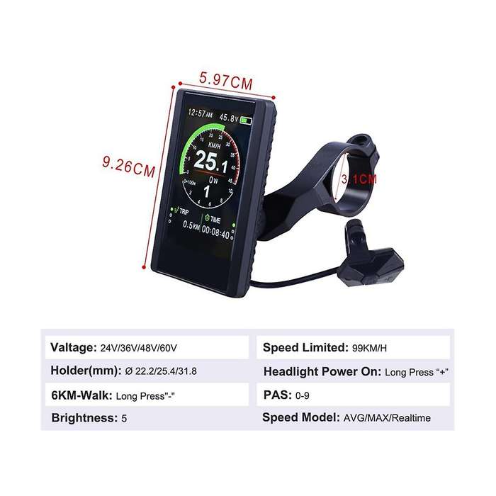 New Colorful Screen Display P850c Speedometer with 9-level Assist for Electric Bicycle Bbs01b Bbs02
