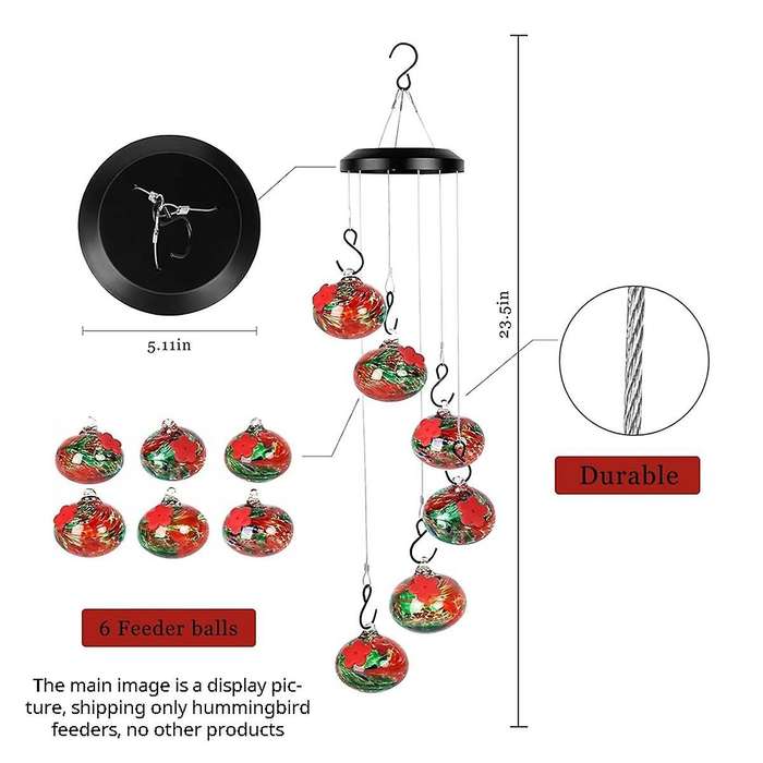 New Wind Chime Bird Feeder Garden Decor Outdoor, Bird Feeder with Hanging and Window Connection