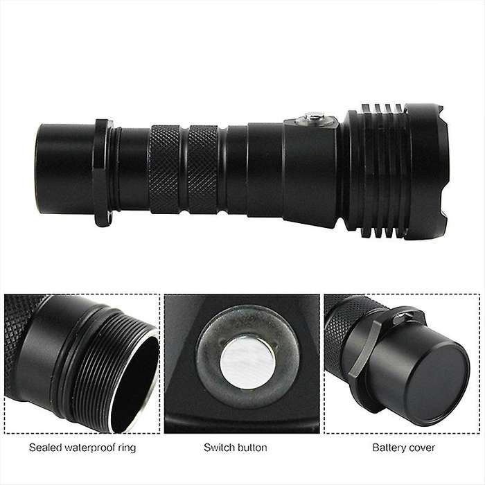 Night Diving Flashlight Scuba Torch LED Portable Waterproof Underwater Cave Dive Torch
