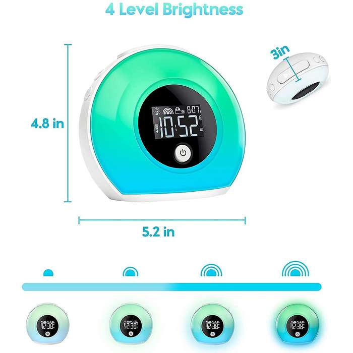 Night Light Alarm Clock Bluetooth Speaker 5 Colors Wake Up Light Alarm Clock Bedside Colorful LED Di