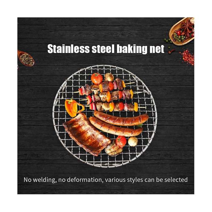 Non Stick Bbq Mesh with Legs Round Barbecue Mesh Cooking Tools Stainless Steel Baking Net Grilling M