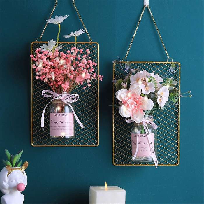 Nordic Beautiful Room Wall Decor Home Decor Accessory Hanging Vase Wall Pendants Craft Gift Grid Han
