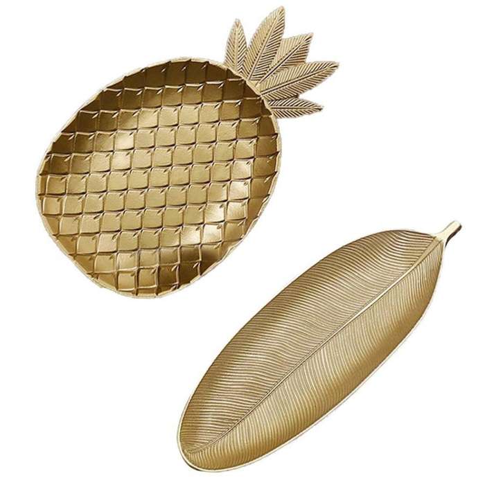 Nordic Decorative Tray Gold Leaf ShapeTray Jewelry Pallet Fruit Snack Dish Table Decoration Storage