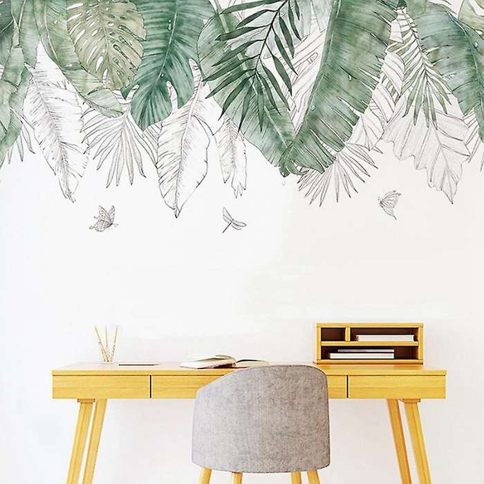 Nordic Green Leaf Weed Wall Sticker for Bedroom Living Room Decor 3D Tile Stickers Wall Decals Wall
