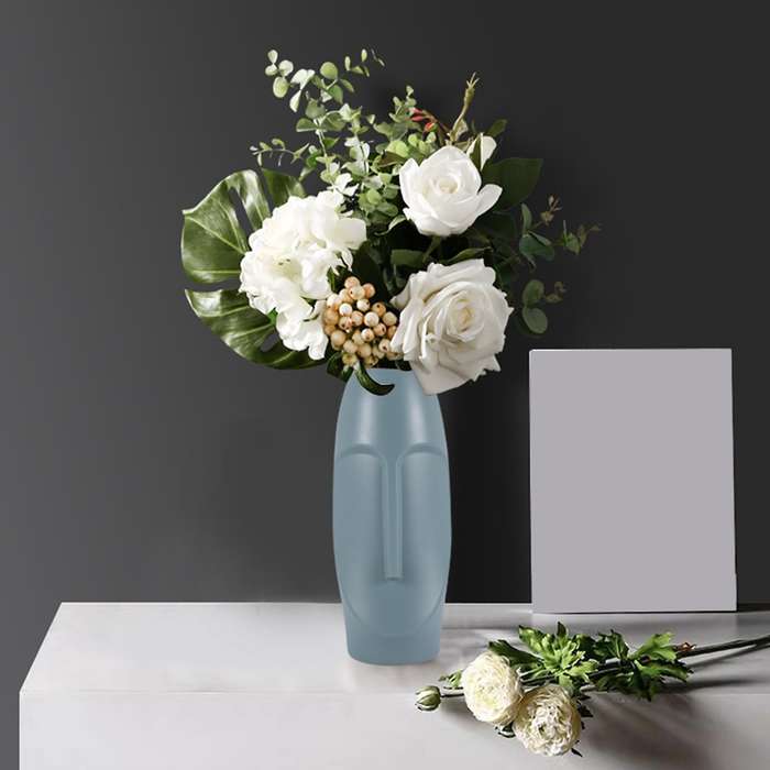 Nordic Minimalist Pe Abstract Vase Human Face Creative Display Room Decorative Figue Head Shape Vas