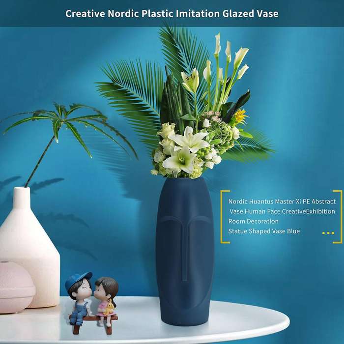 Nordic Minimalist PE Abstract Vase Human Face Creative Display Room Decorative Figue Head Shape Vas