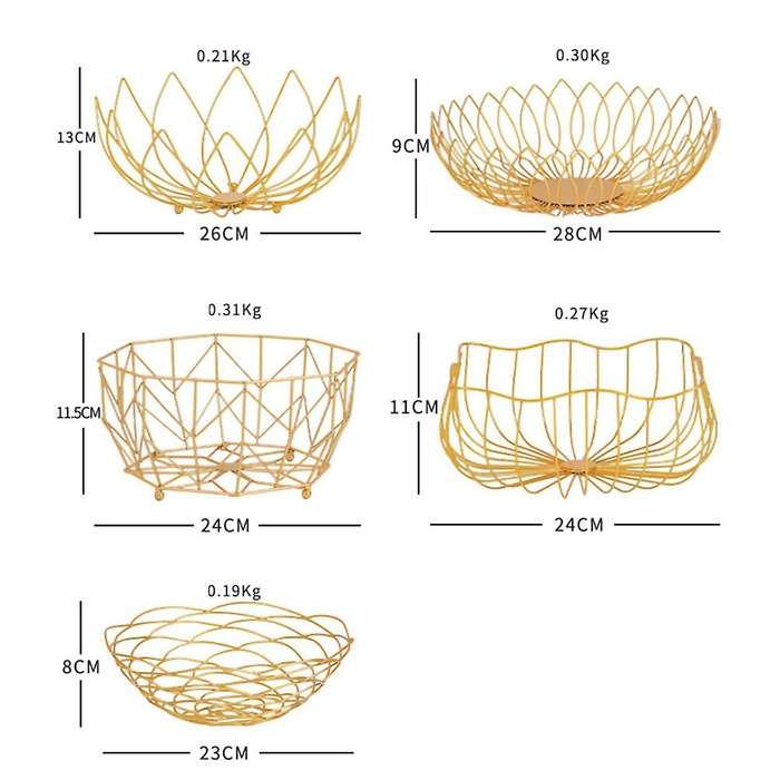 Nordic Style Iron Fruit Basket Luxury Multifunctional Household Snack Basket Metal Fruit Plate for K