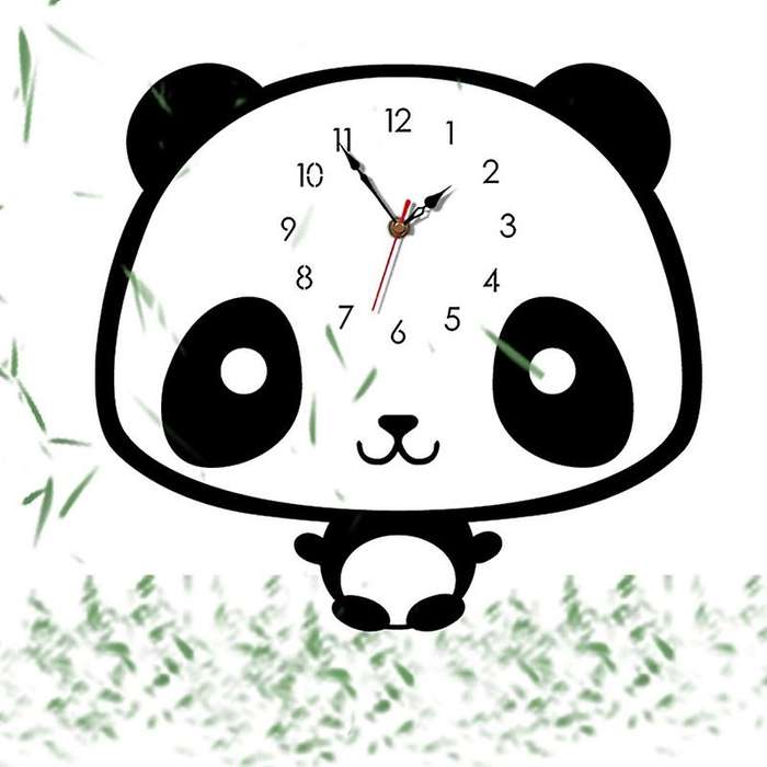 Nordic Style Panda Wall Clock Silent Wooden Clock for Room