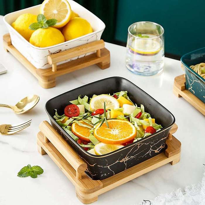 Northern European Marble Pattern Ceramics Square Fruit Salad Bowl Home Decoration Tableware Fruit Pl