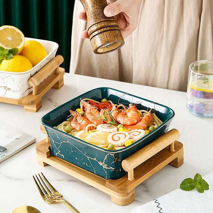 Northern European Marble Pattern Ceramics Square Fruit Salad Bowl Home Decoration Tableware Fruit Pl