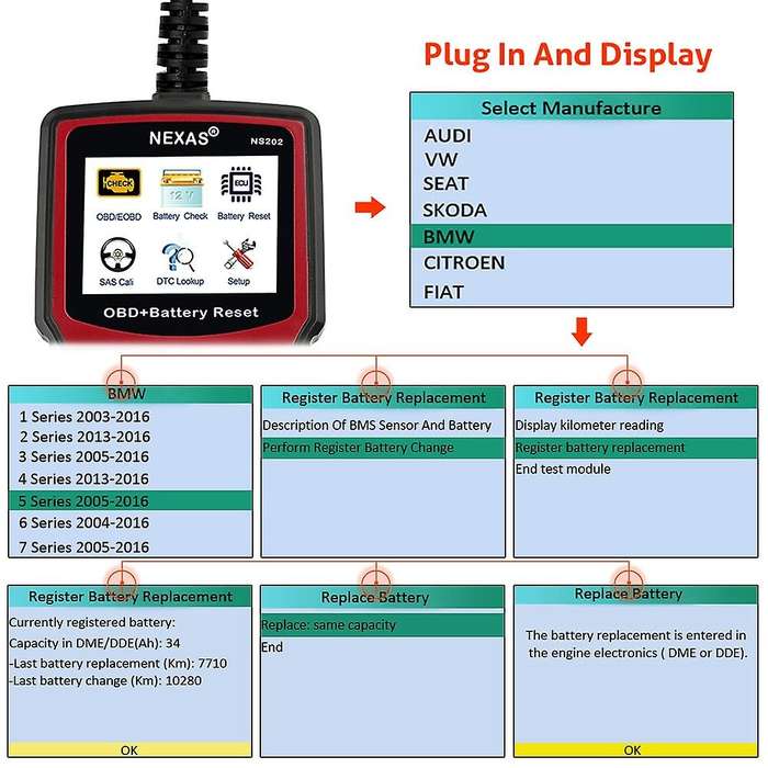 NS202 Car Multifunction Battery Reset Tool OBD/EOBD Diagnostic Tool for Cars