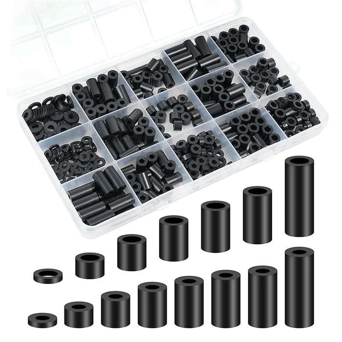 Nylon Spacers, Plastic Spacers Washers Assortment Kit, 345 Pcs Electrical Outlet Screw Spacers, M3