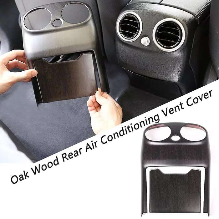 Oak Wood Car Rear Air Conditioning Vent Cover Armrest Box Kick Guard for C Class W205 2015-2018