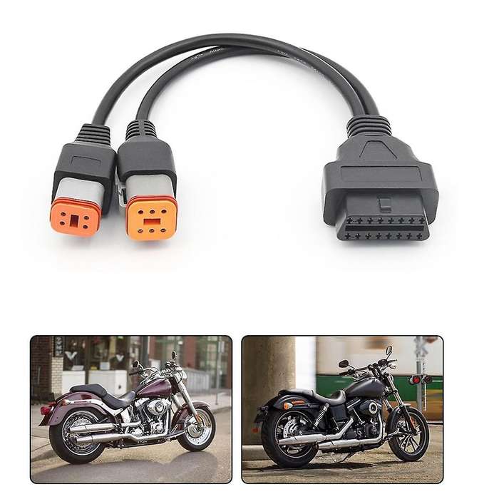 OBD2 Cable for 4Pin+6Pin 2 in 1 Motorcycle OBD Scanner Adapter, Motorcycle Diagnostic Tool 16 Pin to