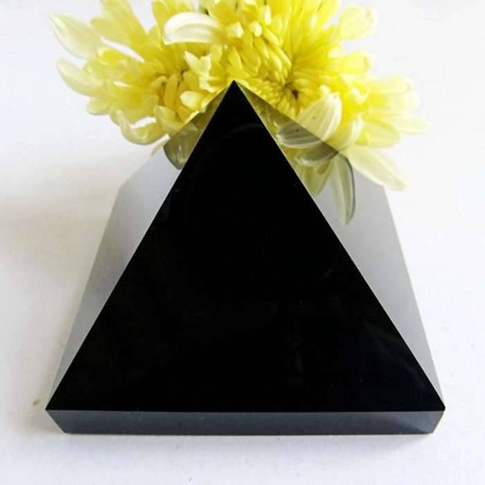 Obsidian Pyramid Pendulum Black Crystal Power Stone Ornaments Healing Pyramid Home Office Desk Acces
