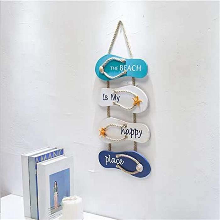 Ocean Decor Wall Art Flip Flop Wall Ornament, Slippers Hanging Decoration,ocean Decorfor Living Room