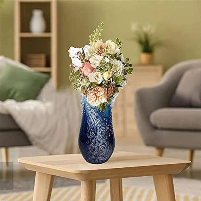 Ocean Resin Wave Vase Modern Flower Vases Exquisite Resin Desktop Flower Pot for Home Decoration,L