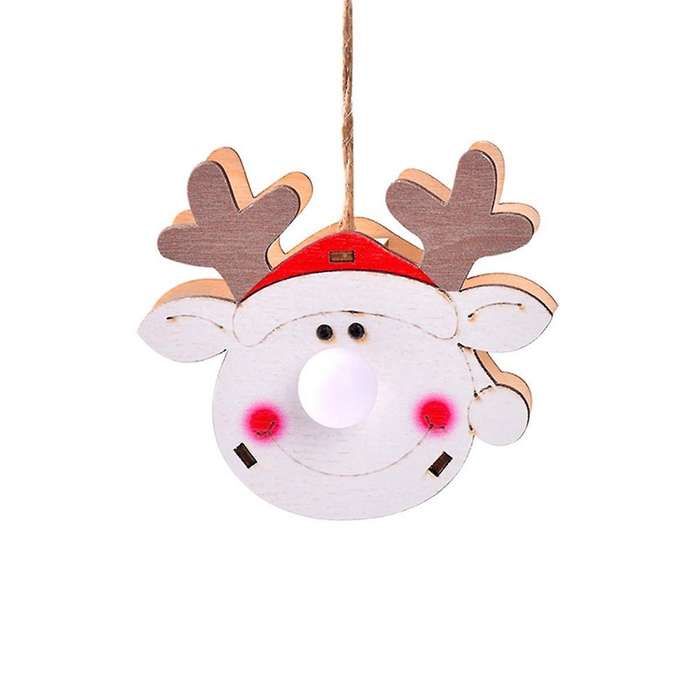 Ornaments Tree Lights Glow Figure Scene Decor -Decor Hanging Light for -Pendants Wooden Cartoon Lumi