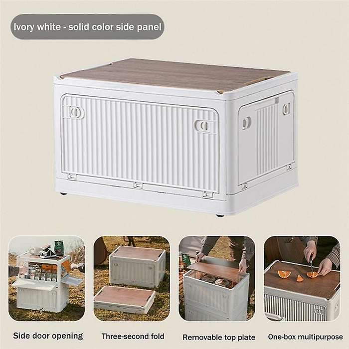 Outdoor Camping Folding Box with Wooden Lid Capacity Car Storage Box Food Organizer Container for Ho