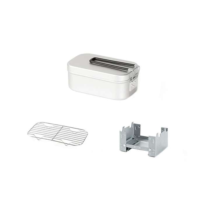 Outdoor Camping Picnic Box Aluminum Rectangular Lunch Box Foldable Handle Metal Bento Food Container