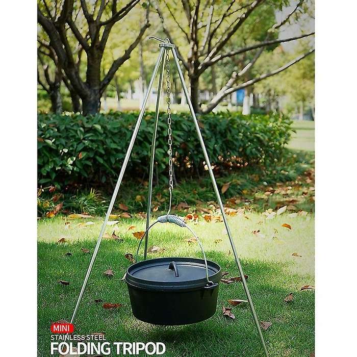 Outdoor Cooking Tripod Set Folding Campfire Grill Grate Stand Camping Fire Pit Tool Bonfire Party Pi