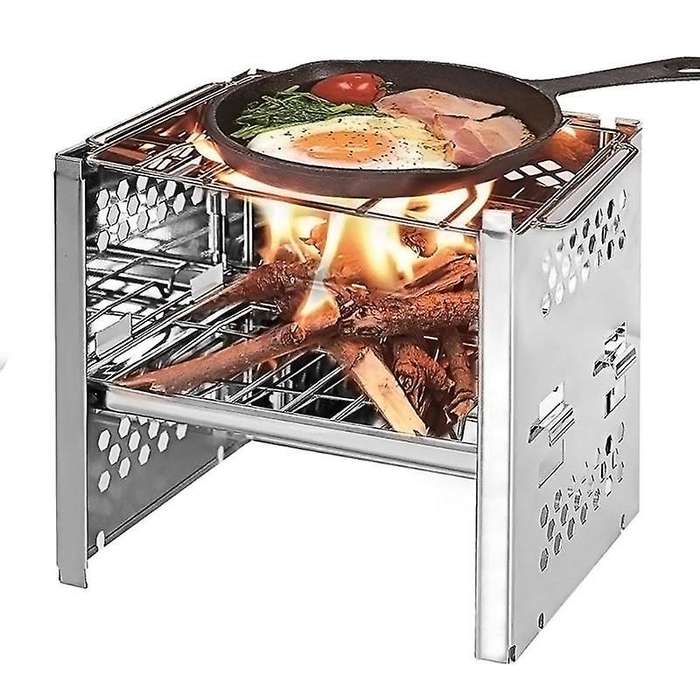 Outdoor Folding Wood Stoves Camping Picnic Hiking Firewoods Furnace Stainless Steel Burning Cooking