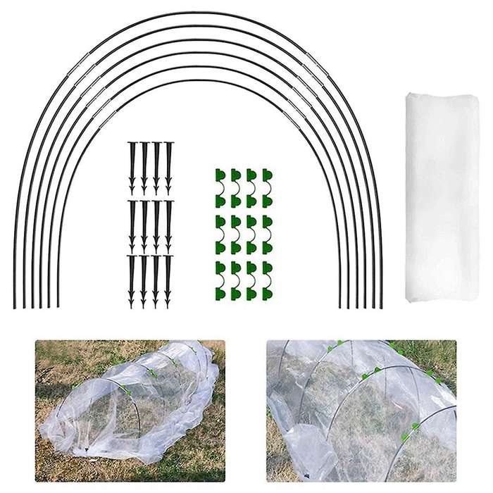 Outdoor Garden Greenhouse Plant Tunnel Support Frame Crop Protection Kit Fiber Rod Insect Net Arch S