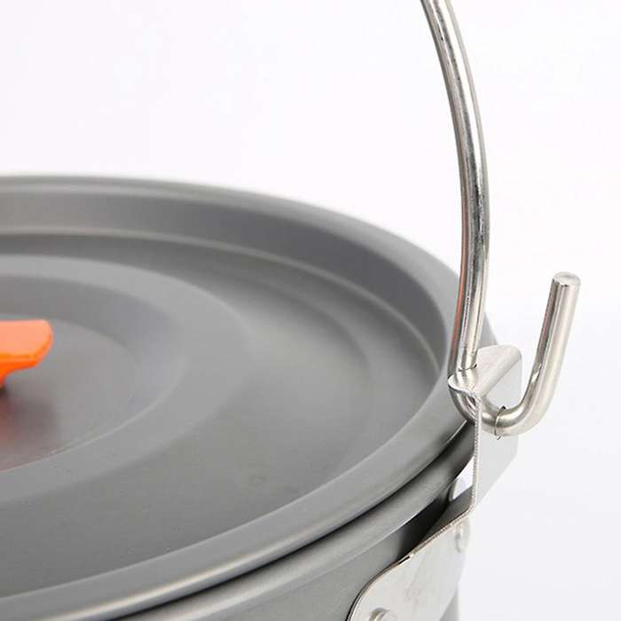 Outdoor Hanging Pot Picnic Pot Alumina Large-Capacity Tableware Camping Bonfire Stove for 5-6 People