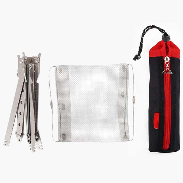 Outdoor Mini Campfire Rack Camping Stainless Steel Barbecue Rack Charcoal Wood Stove Picnic Fire Rac