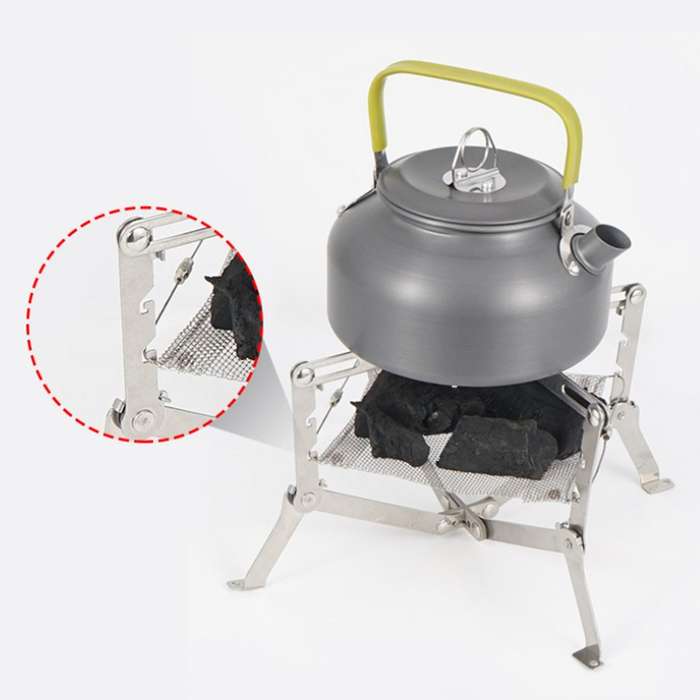 Outdoor Mini Campfire Rack Camping Stainless Steel Barbecue Rack Charcoal Wood Stove Picnic Fire Rac