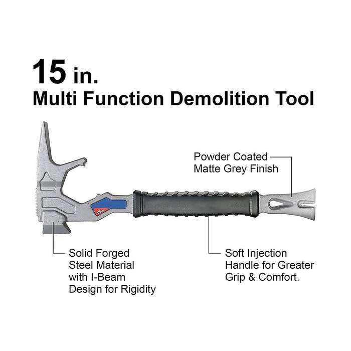 Outdoor Multifunctional Hammer Nail Remover Crowbar Fire Tool Demolition Tool