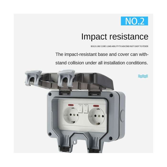 Outdoor Socket Waterproof Socket with Switch Indicator Light, Wall Socket Wet Room Surface-mounted