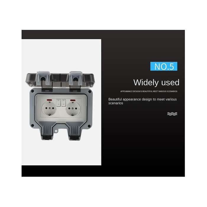 Outdoor Socket Waterproof Socket with Switch Indicator Light, Wall Socket Wet Room Surface-mounted