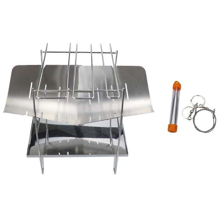 Outdoor Portable Stainless Steel Folding Barbecue Grill BBQ Grill Camping Wood Stove Burning Table P