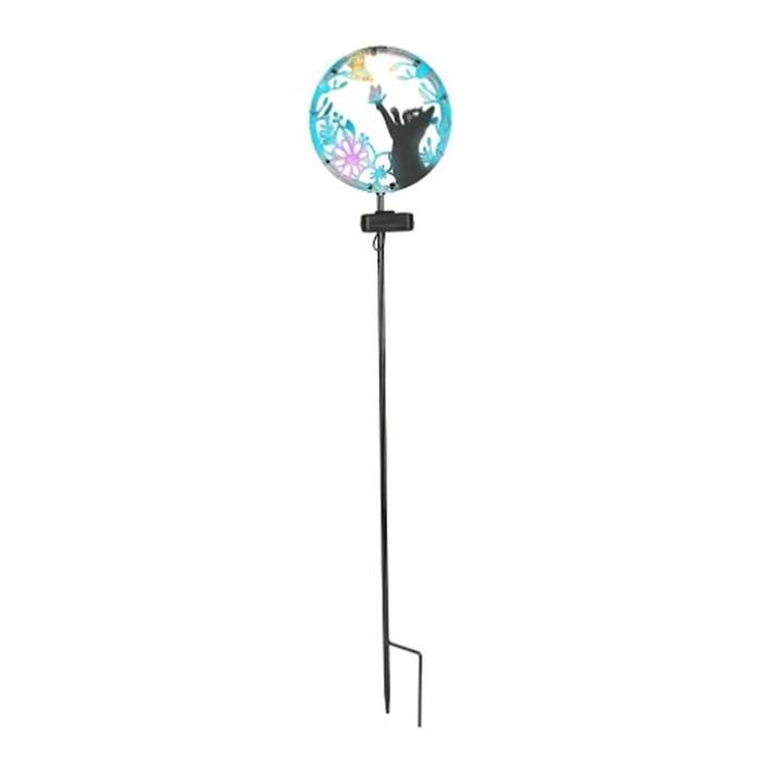 Outdoor Solar Cat Stake Light Metal Cat Figurine with Solar Lights Garden Decor Patio Lawn