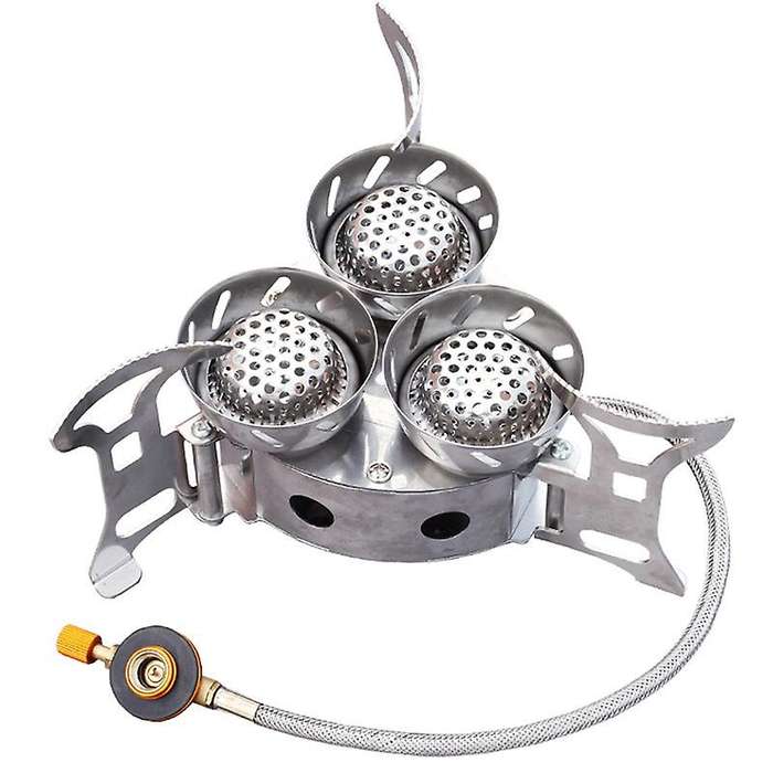 Outdoor Three Cooker Portable Folding Camping Fierce Fire Stove Picnic Hiking Cooking Gas Stove
