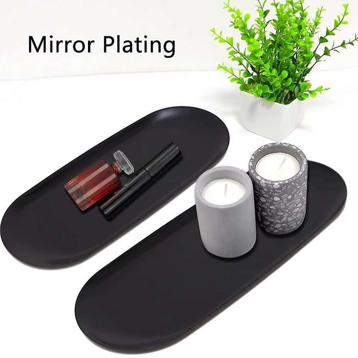 Oval Storage Tray Items Tray Oval Cosmetic Trays Candles Tray Black Serving Trays Buffet Plate for
