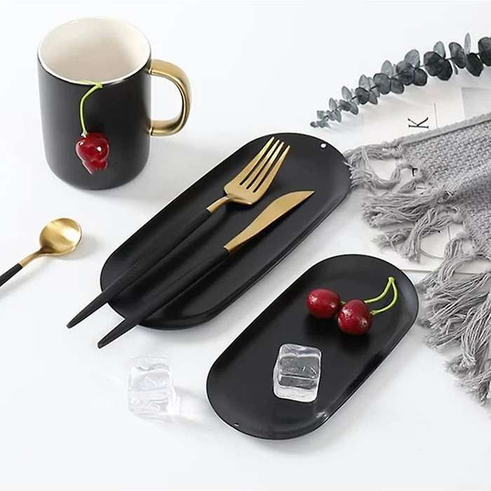 Oval Storage Tray Items Tray Oval Cosmetic Trays Candles Tray Black Serving Trays Buffet Plate for