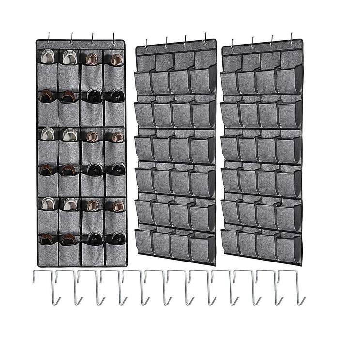 Over The Door Rack with 24 Fabric Pockets for Hanging Closet Holder Storage Men Women -